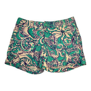 Lilly Pulitzer The Callahan Shorts Womens 2 Green/White Floral Print Resortwear